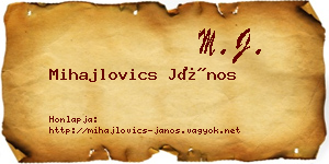 Mihajlovics János névjegykártya